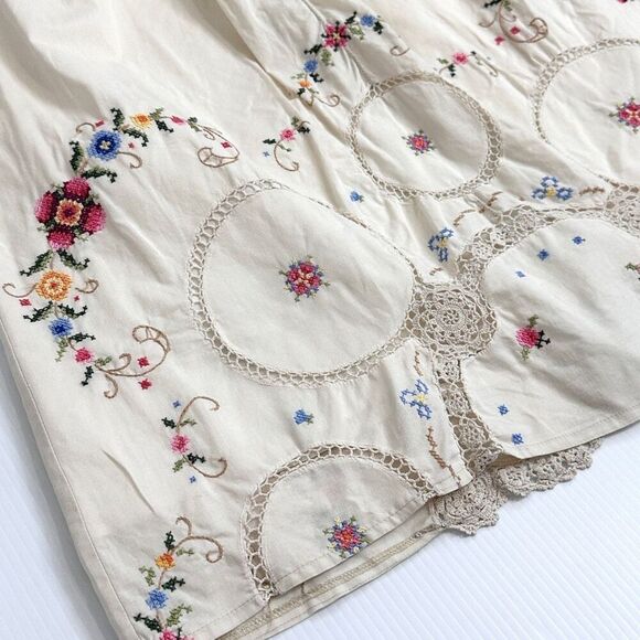 Vtg Nicole Marie Needlepoint Crochet Cotton Blouse Skirt Set L Cottage Modest - Picture 14 of 16